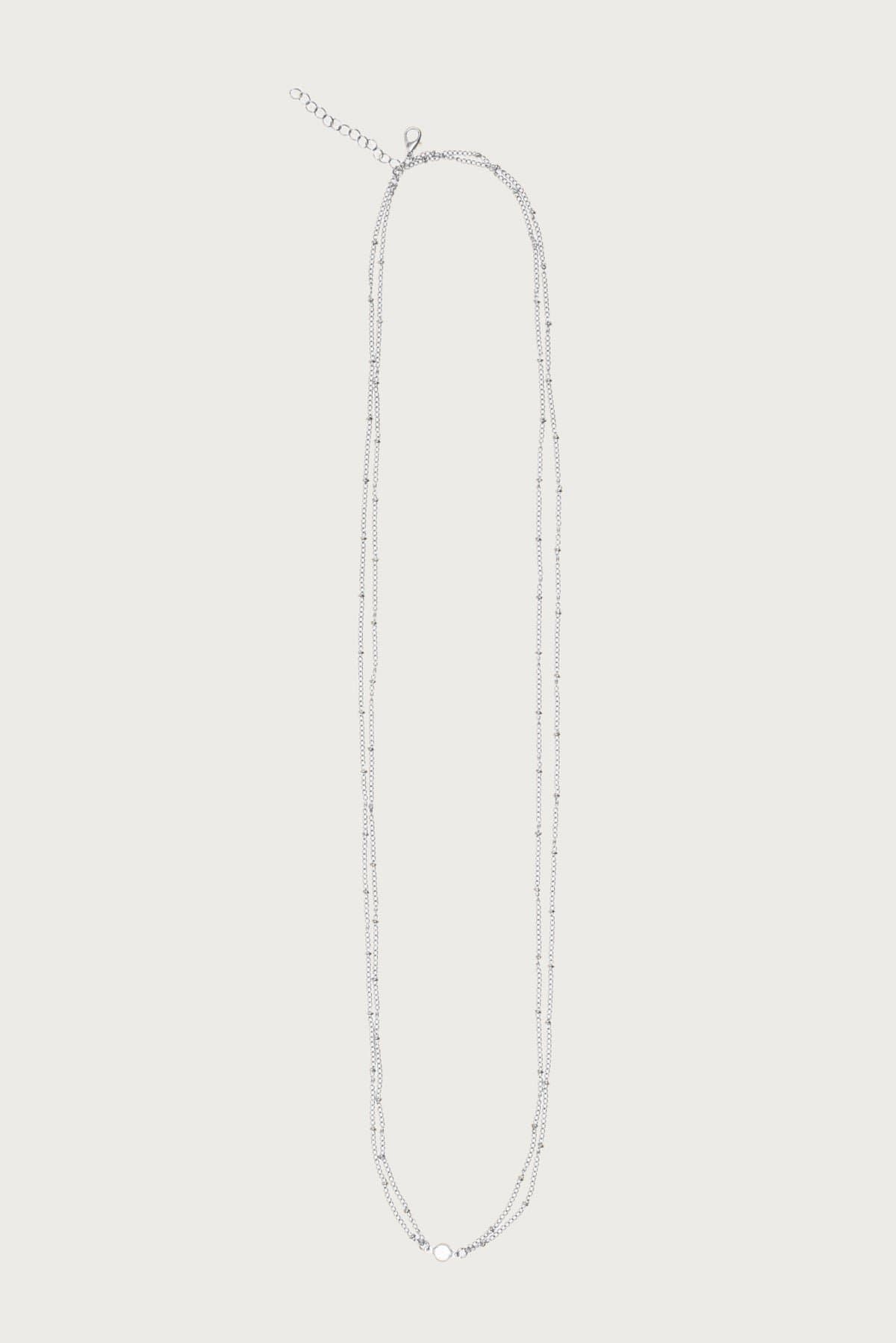 Rhinestone Pendant Layered Belly Chain - Silver Tone Metal 31.5 Inch Length