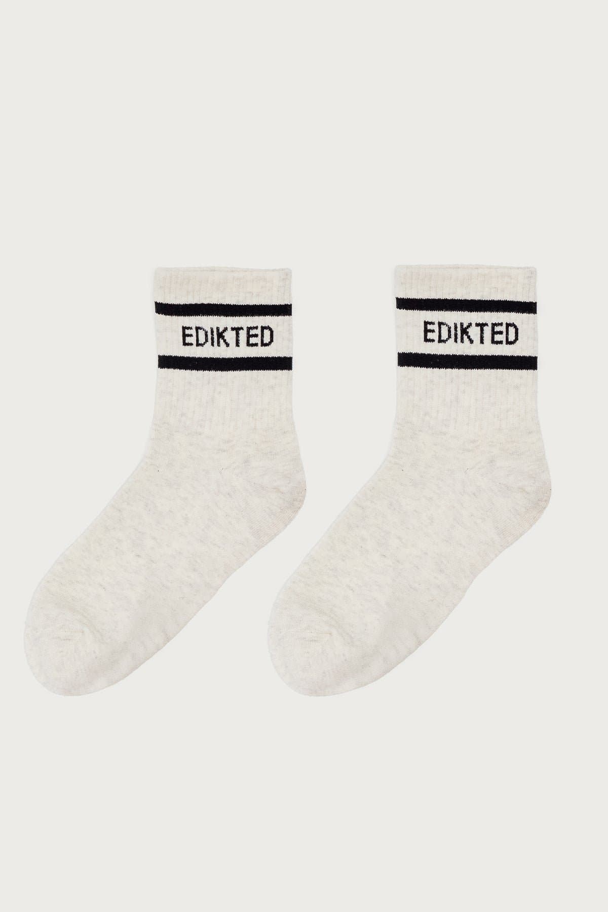 Edikted Graphic Text Socks - Cotton Polyester Spandex Blend, 10.2 Inch Length