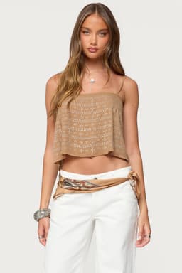 Sunna Studded Top - Adjustable Straps, Back Tie Closures, Polyester