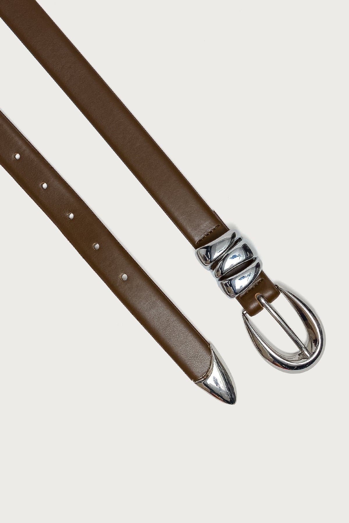 Venus Faux Leather Belt with Silver Tone Metal Buckle 45.3 Inch Length