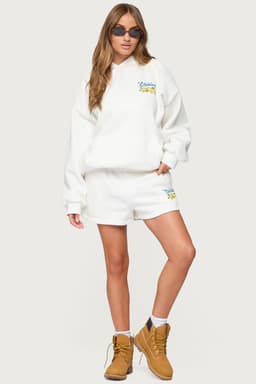 Squeeze The Day Sweat Shorts - Lemon Print, Elastic Waistband, Polyester Cotton