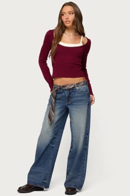 Raelynn Washed Low Rise Baggy Jeans 100% Cotton Rigid Denim