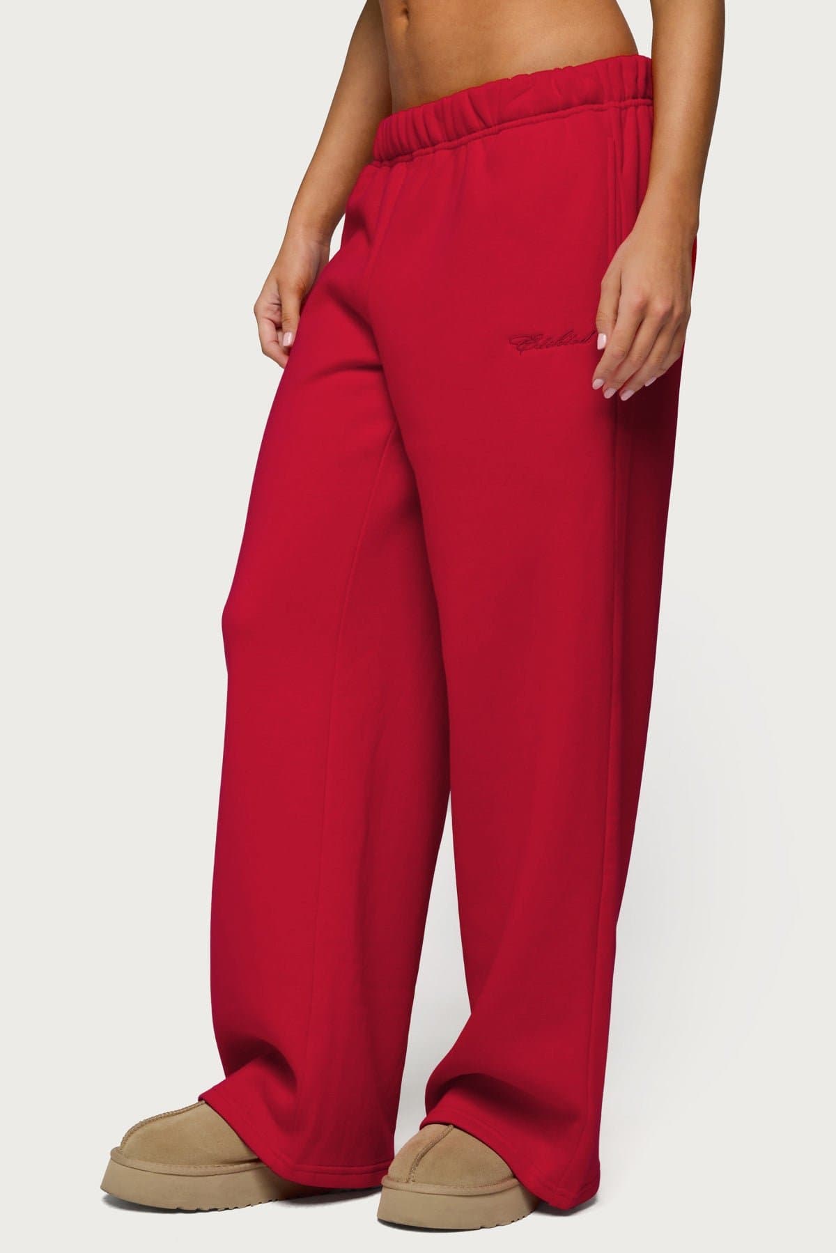 Basic Girl Wide Leg Edikted Sweatpants - Polyester Cotton Embroidered