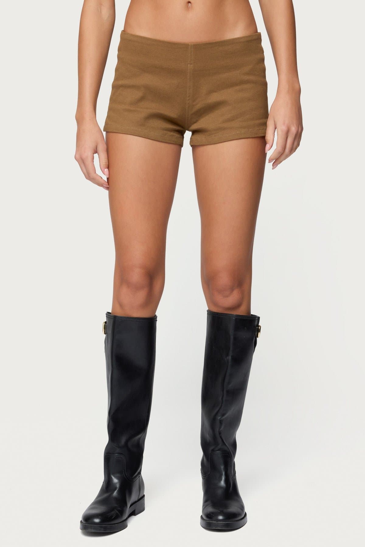 Dinah Denim Micro Shorts Low Rise Stretch Cotton Spandex Side Slit Inseam 1.8"