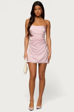 Valeriah Strapless Ruched Mini Dress Polyester Spandex Black