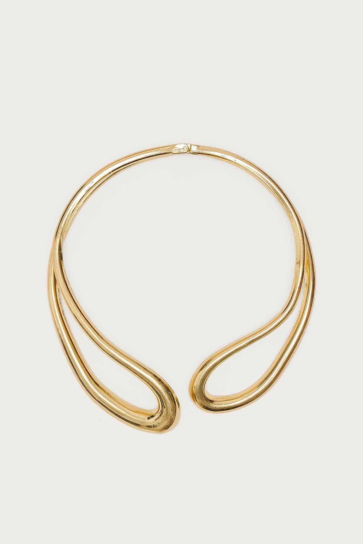Abstract Cuff Choker Necklace Gold Tone Metal 6.3" Length 5.5" Width