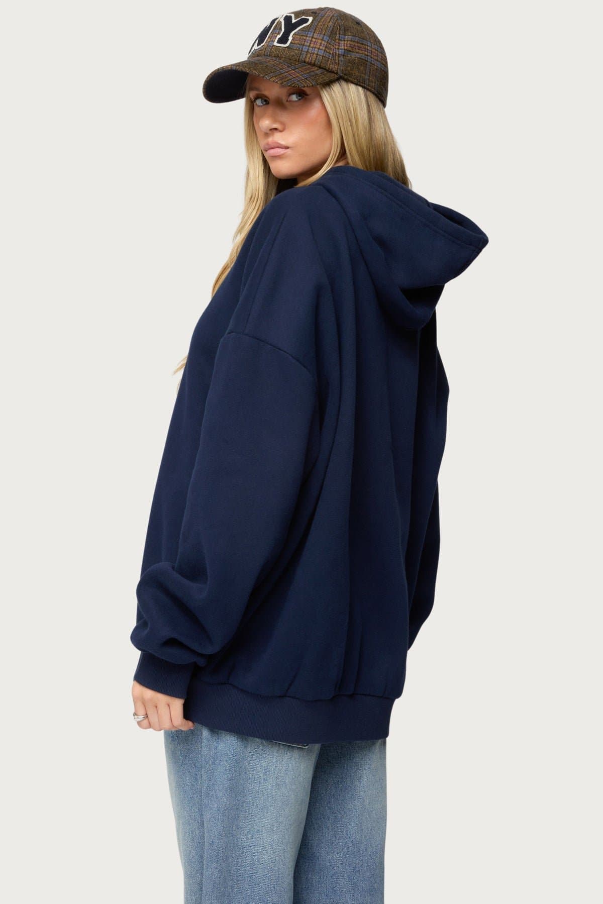 Rhyan 76 Oversized Hoodie - Polyester Cotton Graphic Patch Unisex Fit
