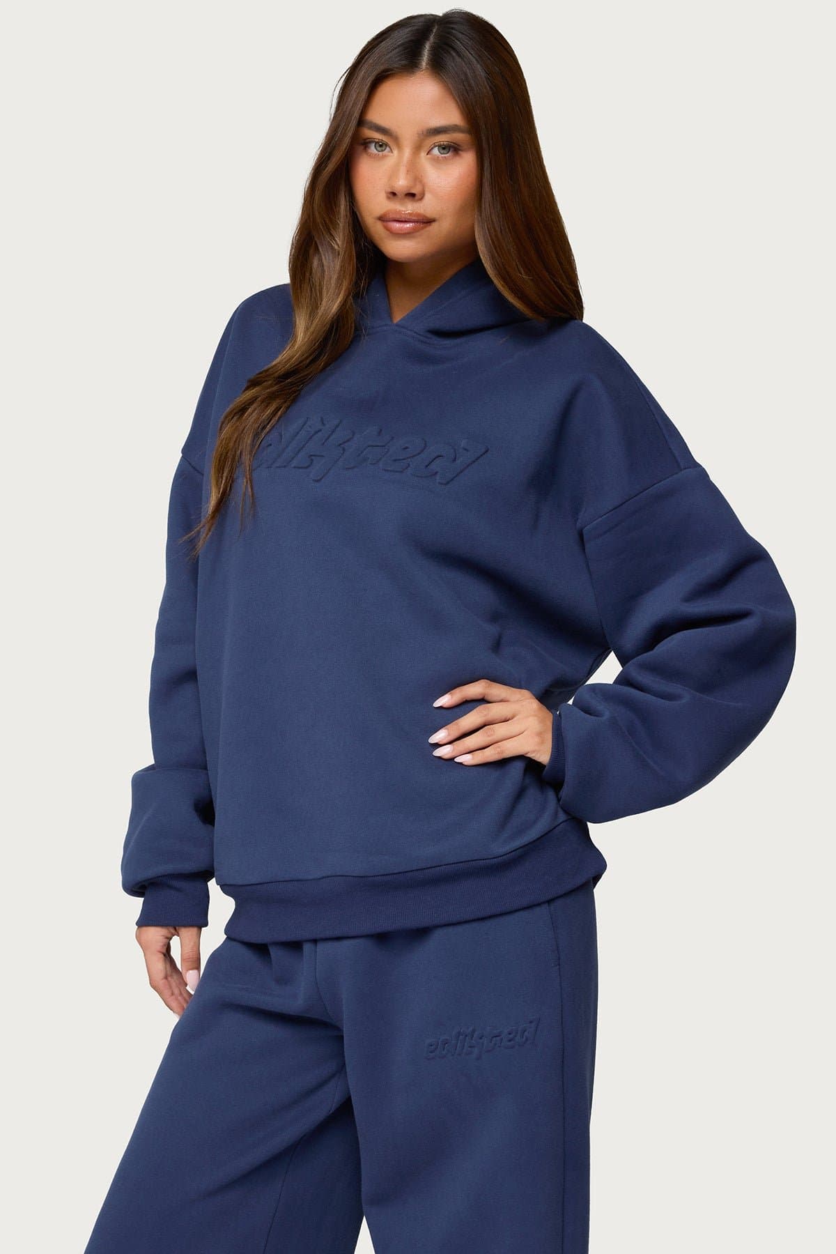 Totally Edikted Hoodie - Embossed Graphic Polyester Cotton Unisex Sweatshirt