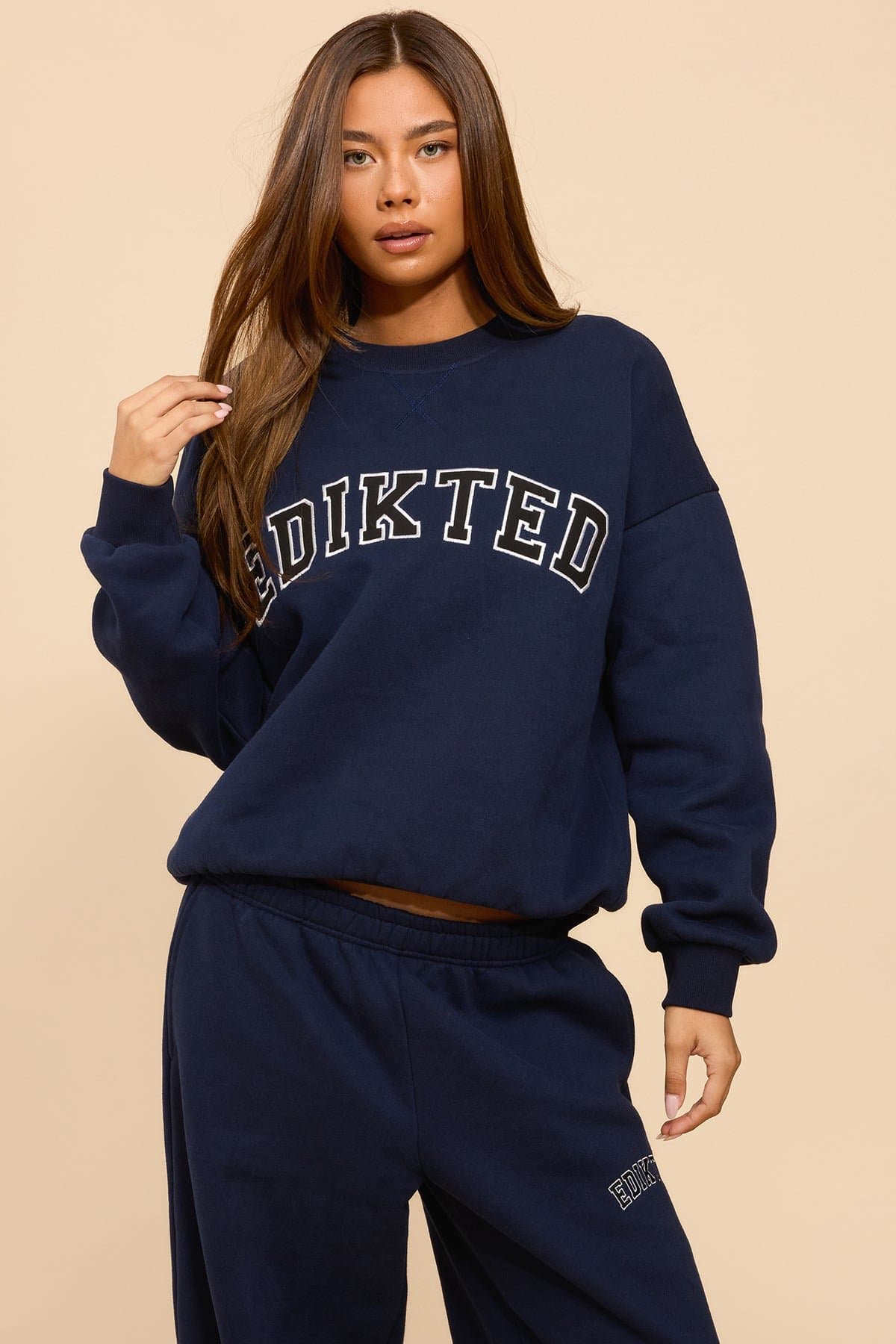 Edikted Major Sweatshirt Crewneck Graphic Cotton Polyester