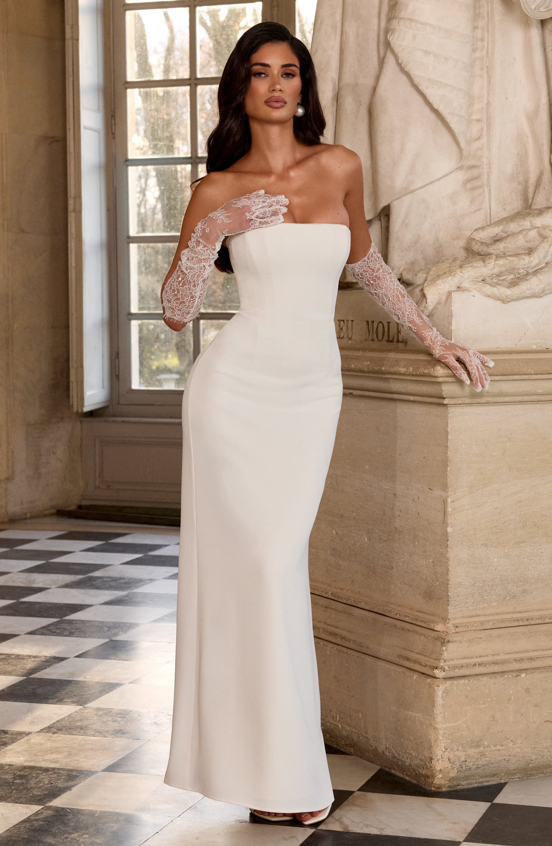 Irmina Maxi Dress in Ivory - Strapless Crepe Bridal Maxi Dress