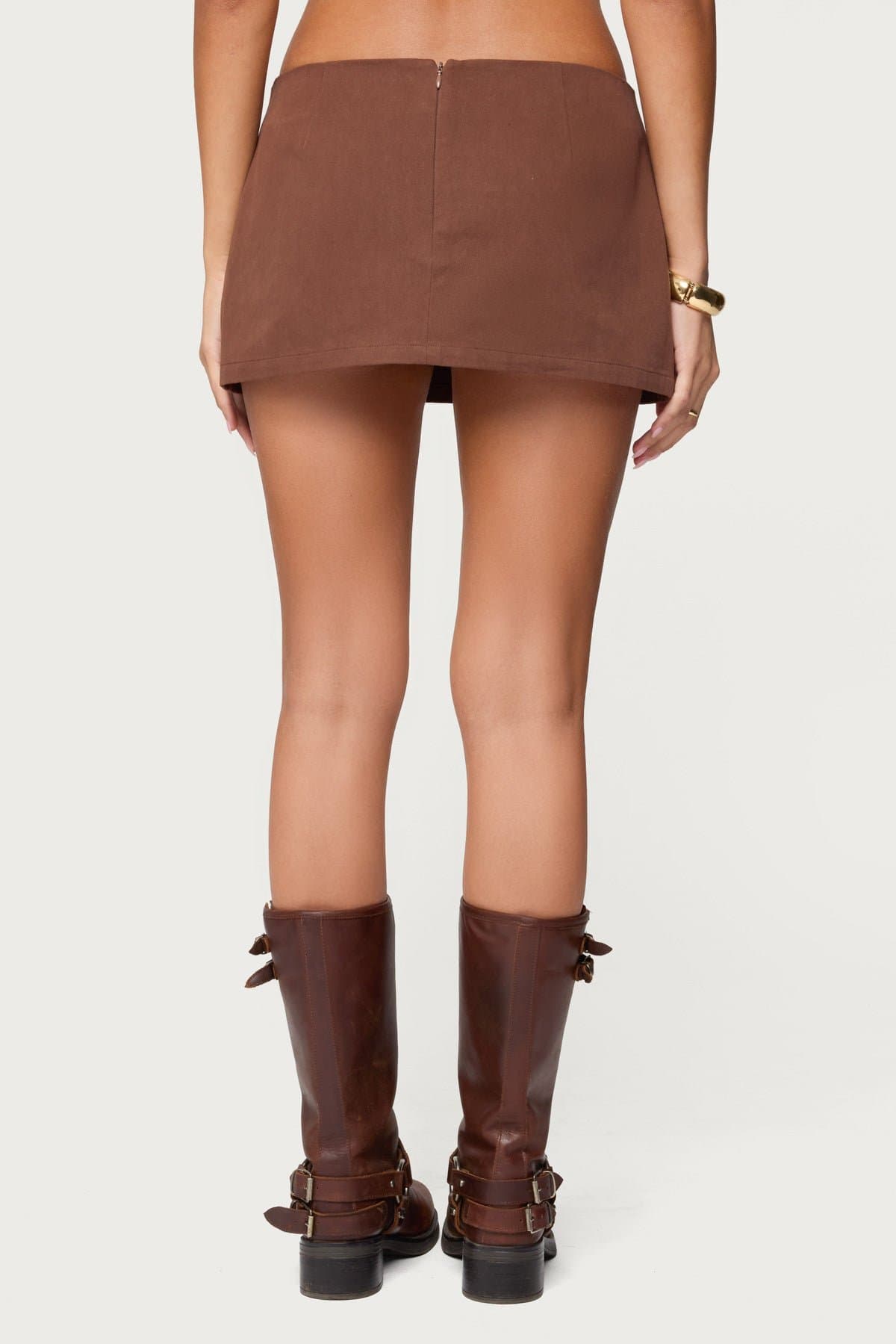 Monrow Micro Skort 100% Cotton Back Zip Closure