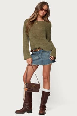 Keiko Studded Denim Mini Skirt 100% Cotton