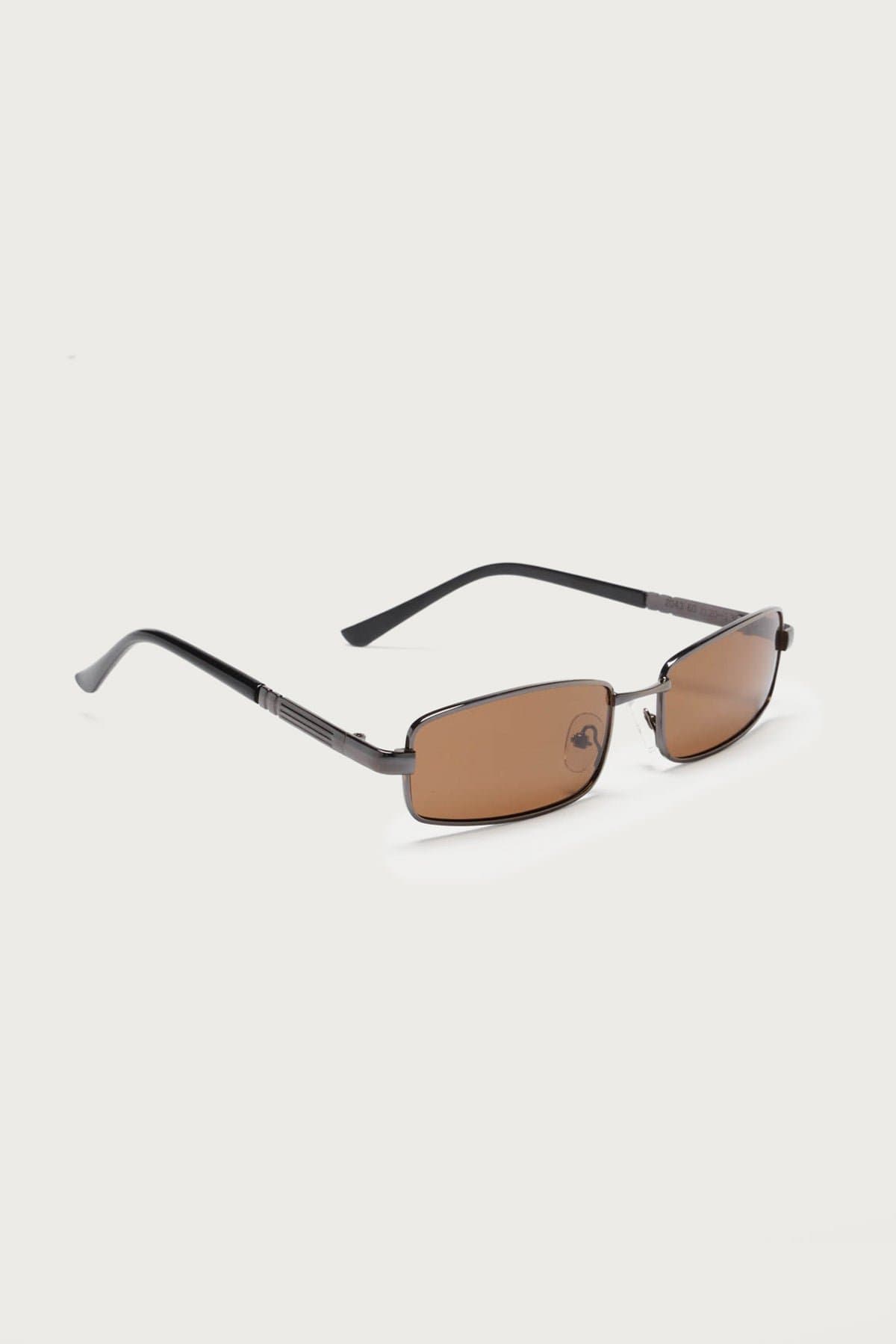 Galvin Rectangle Sunglasses Copper Frame UV Protected Polycarbonate Lenses 5.2in Width