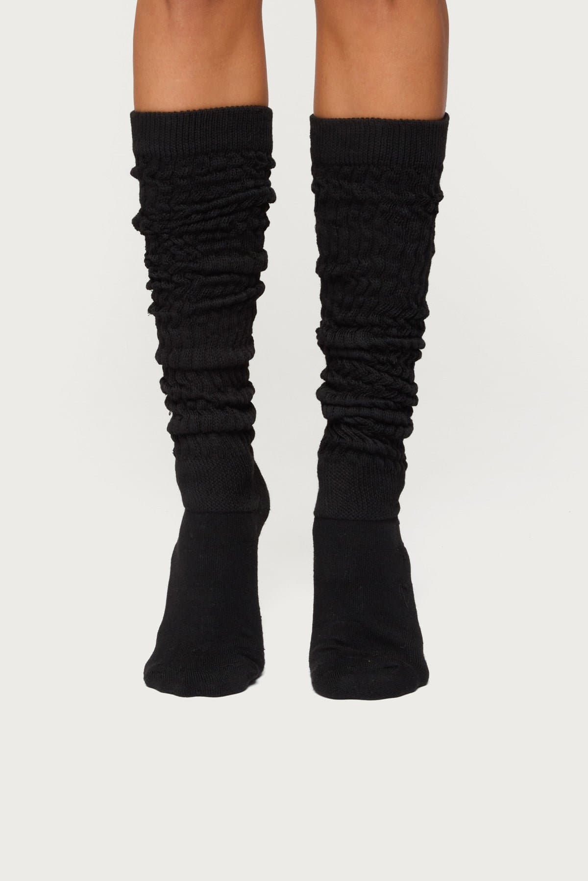 Knee High Scrunch Socks - Ribbed Knit Polyester Acrylic 29.5 Inch Length