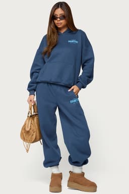 Lounge Edit Sweatpants with Elastic Waistband & Edikted Los Angeles Graphic