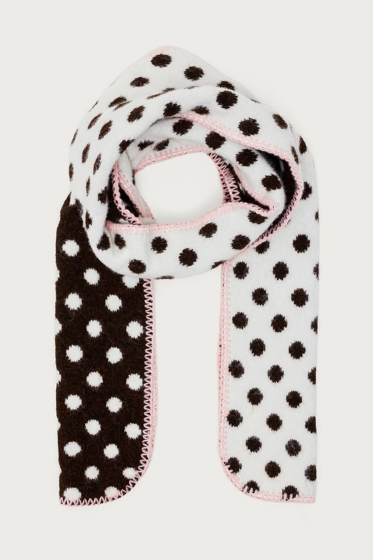 Reversible Polka Dot Scarf - Polyester Spandex, 63x8.7 Inches