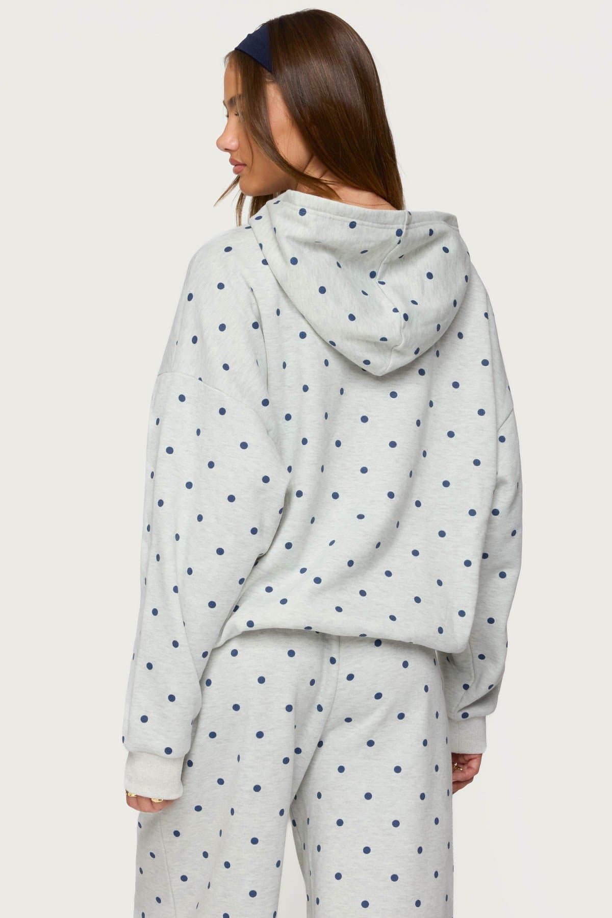 NY Babe Polka Dot Hoodie - Polyester Cotton Graphic Sweatshirt