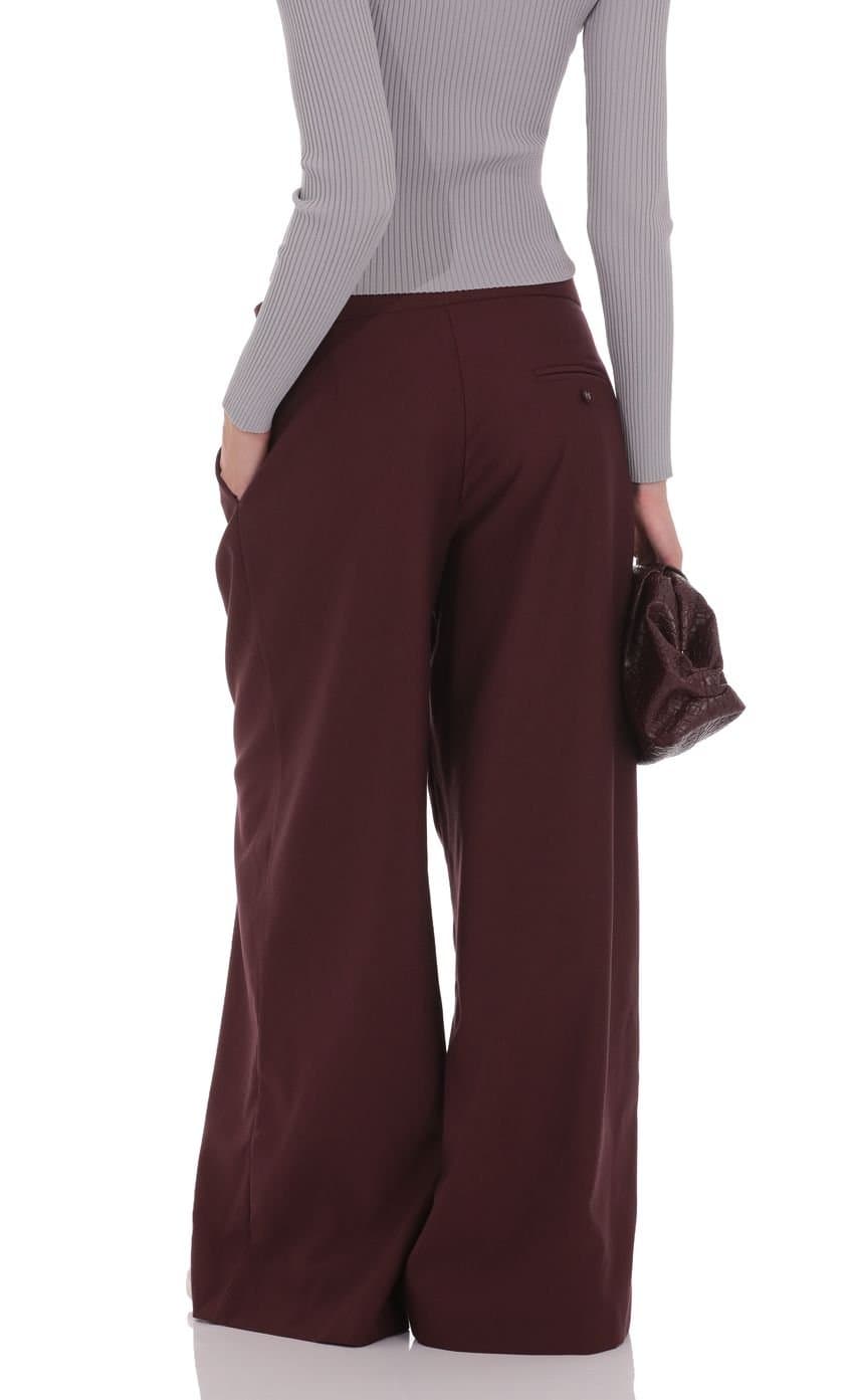 Pleated Baggy Trousers in Burgundy