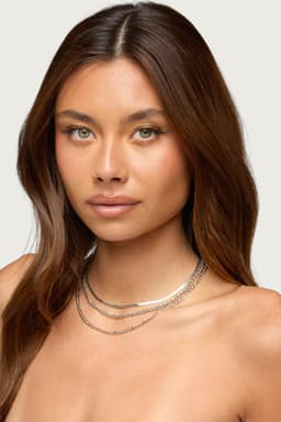 Chain Link Necklace Set - Pack of 3 Assorted Silver Tone Chains 12.6-18.1 Inches