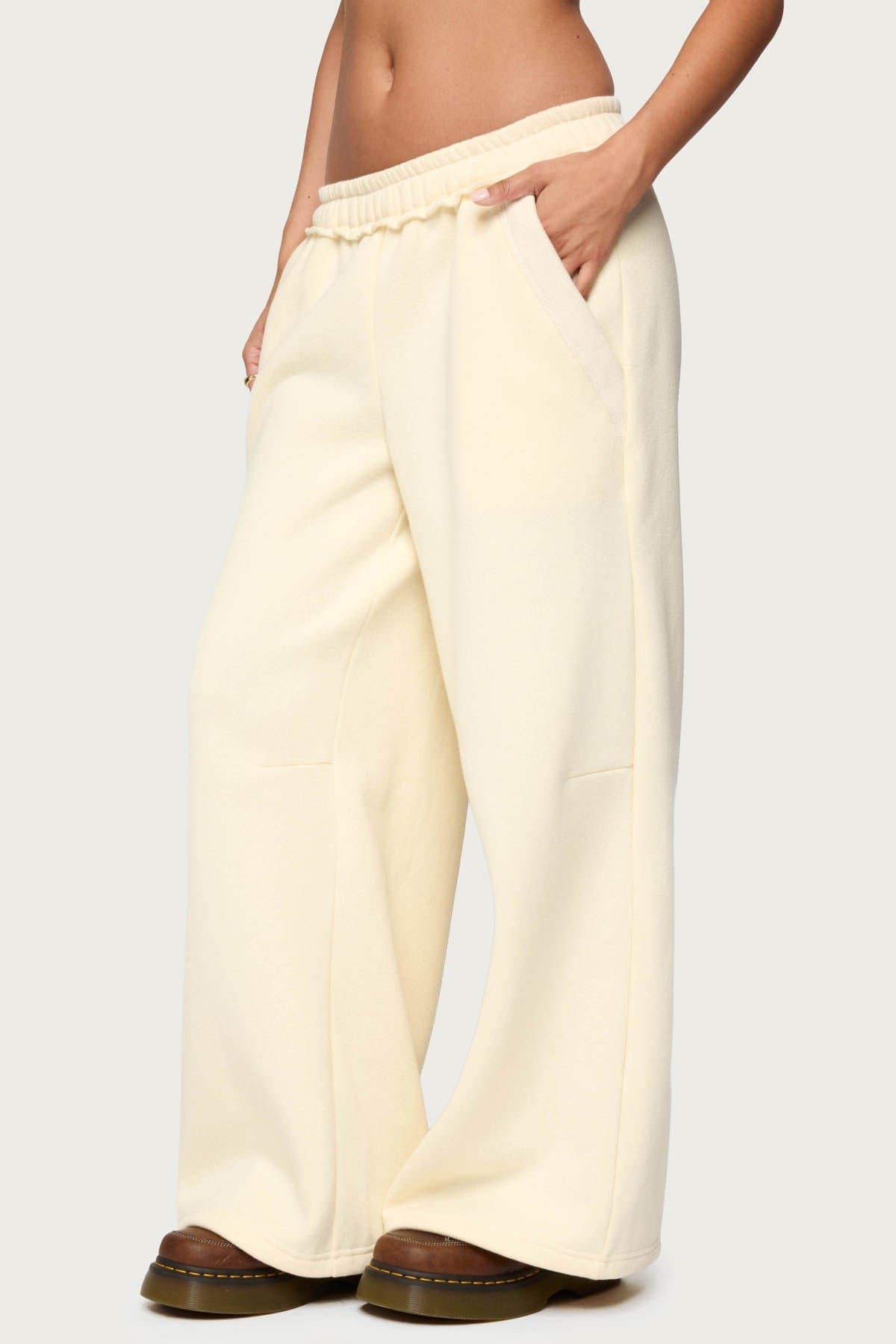 Kori Oversized Sweatpants - Polyester Cotton Raw Hem Elastic Waistband