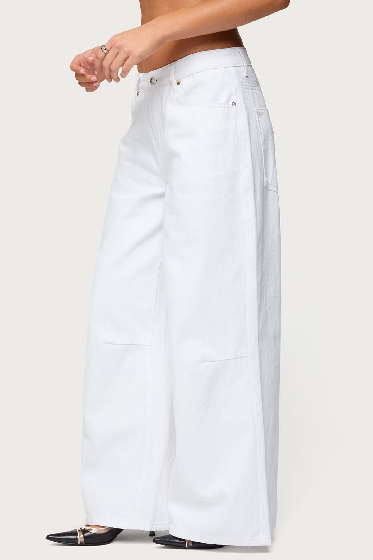 Skater Girl Washed Low Rise Baggy Jeans - 100% Cotton Oversized Fit