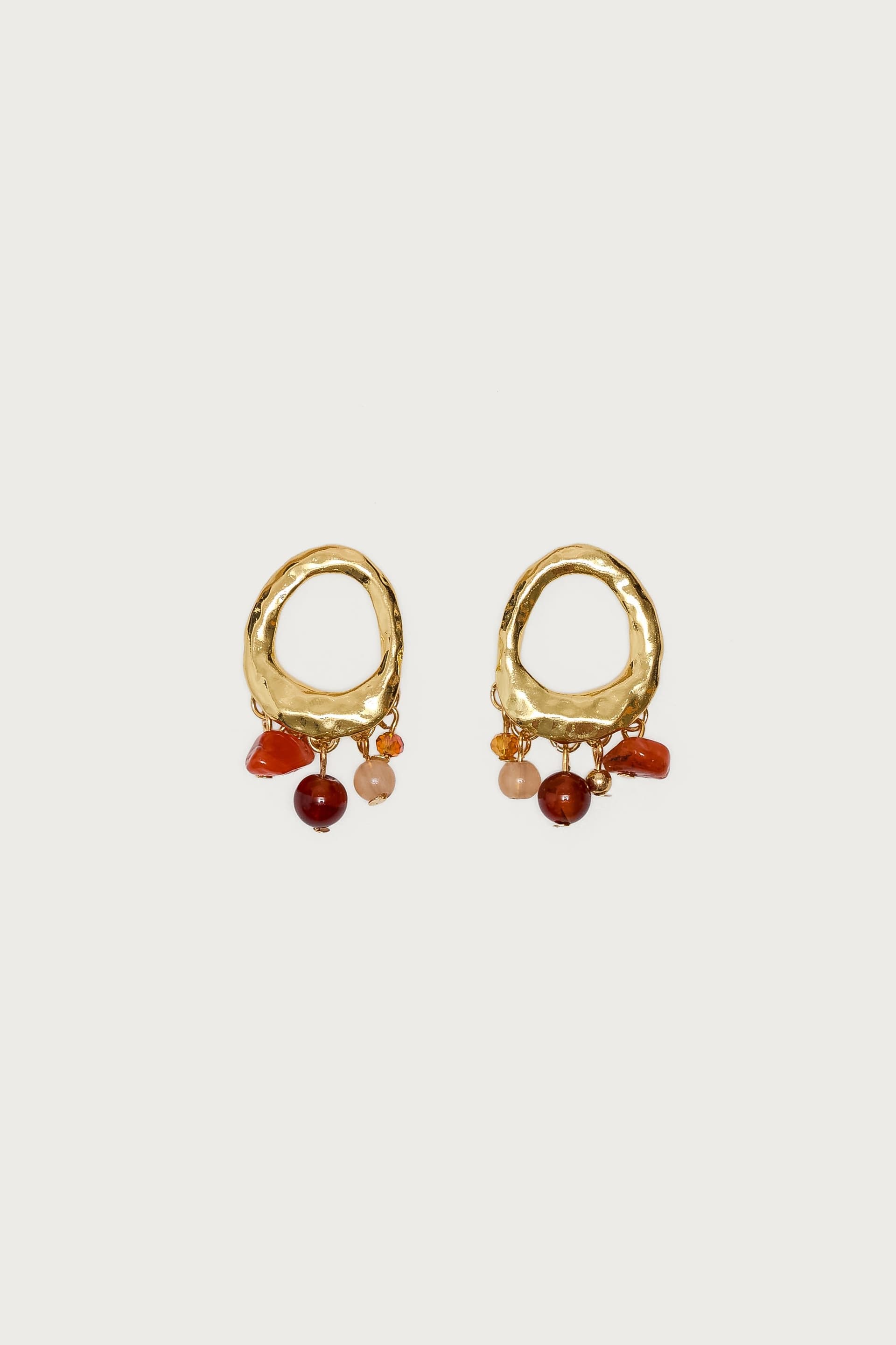 Mixed Gemstone Abstract Stud Earrings Gold Tone Dangle 1.8 Inch Length