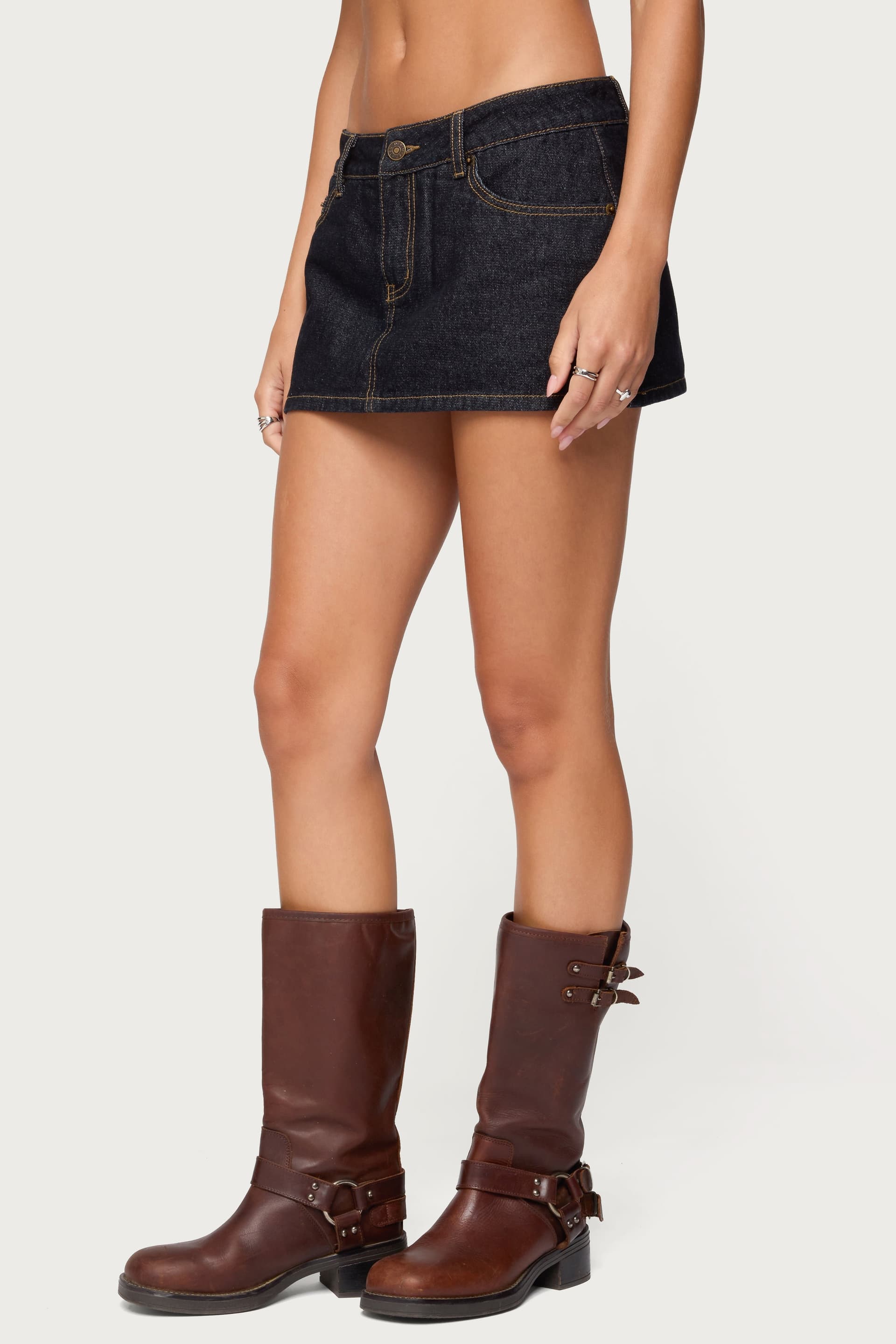 Camelia Denim Mini Skort 100% Cotton Mini Skirt Short