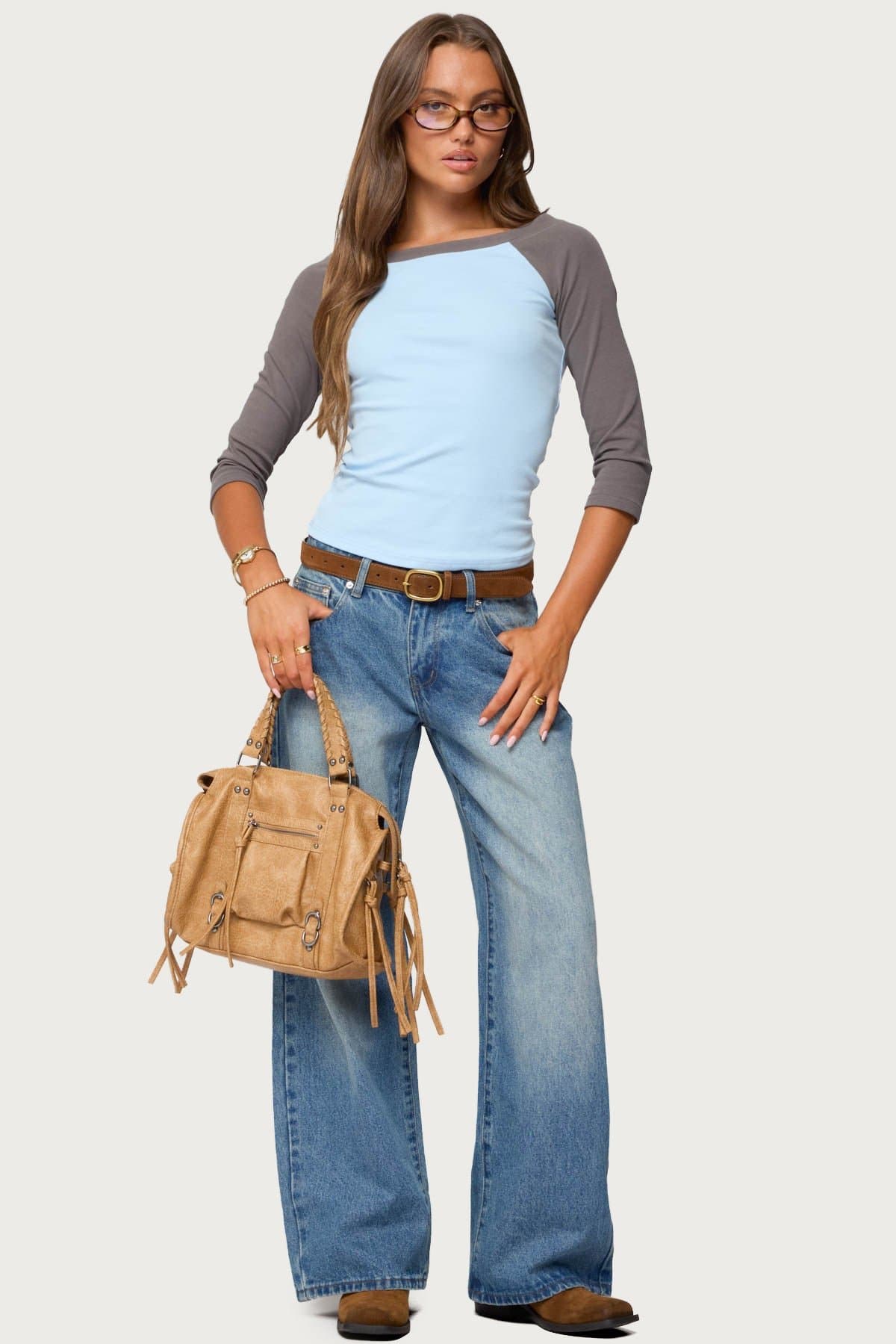 Keri Boat Neck Contrast Raglan Top 100% Cotton