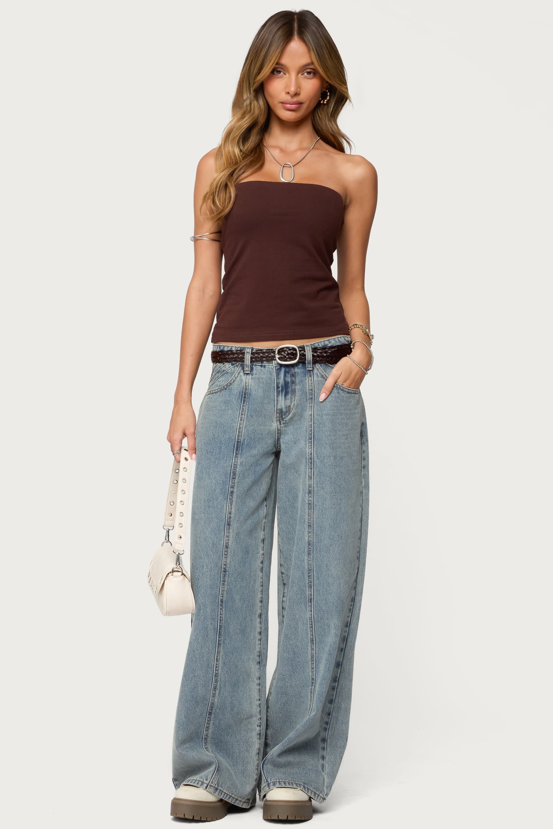 Built In Bra Tube Top Cotton Spandex Strapless Crop Top