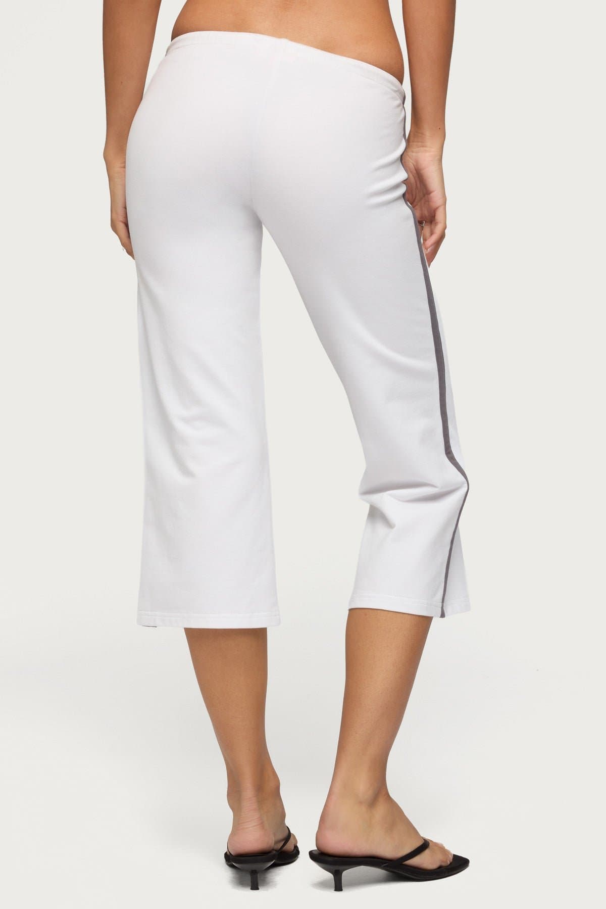 Milene Contrast Terry Capri Pants - Cotton Polyester Spandex Adjustable Waistband