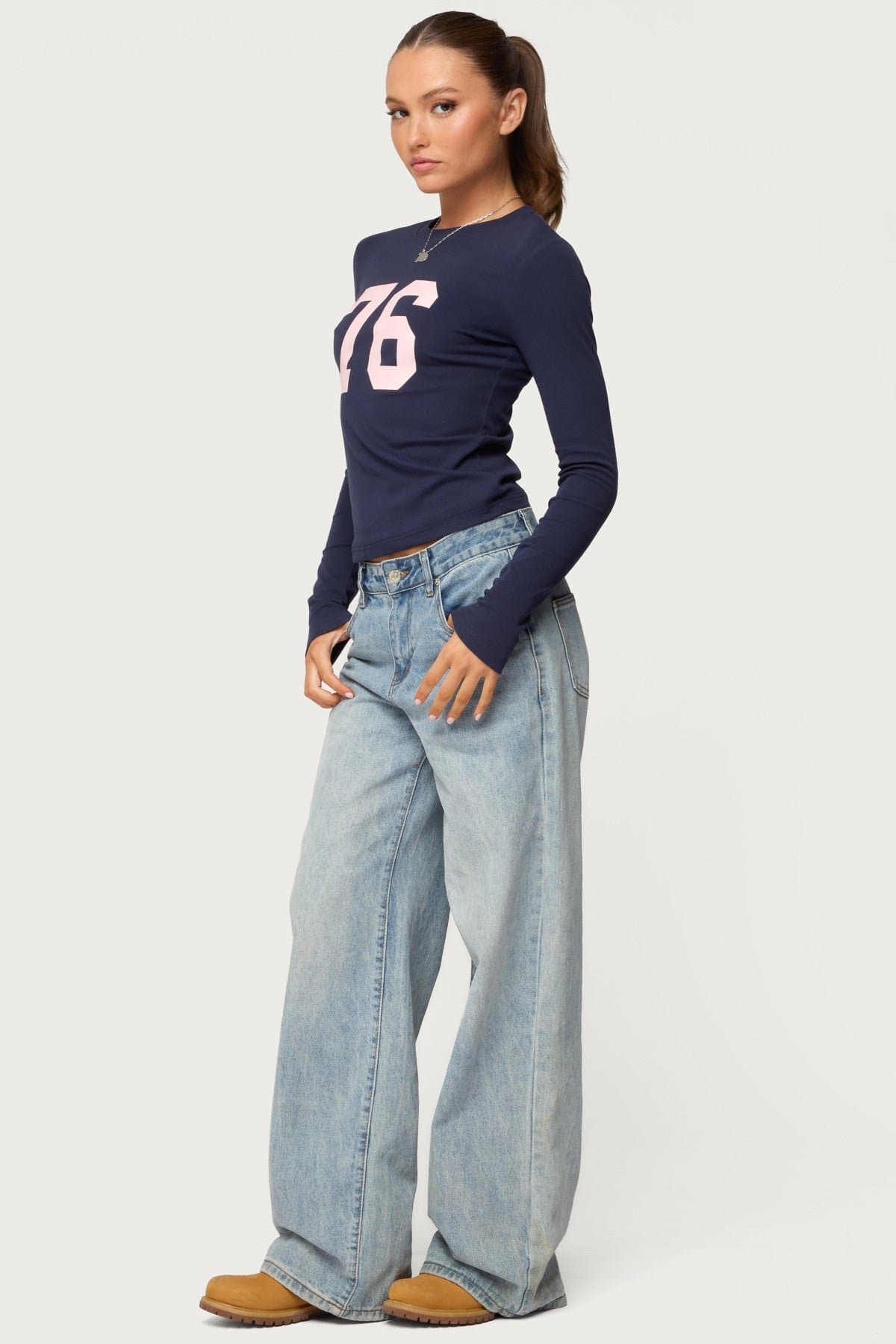 76 Long Sleeve Graphic T-Shirt - Cotton Spandex Unisex