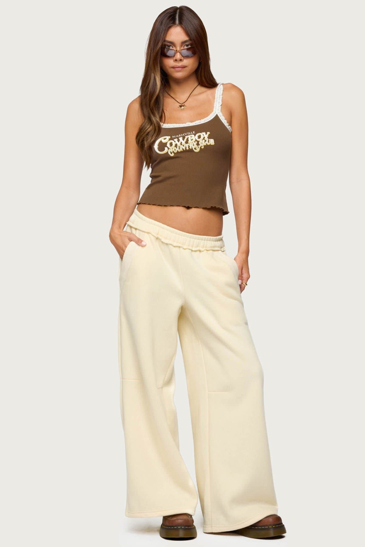 Kori Oversized Sweatpants - Polyester Cotton Raw Hem Elastic Waistband