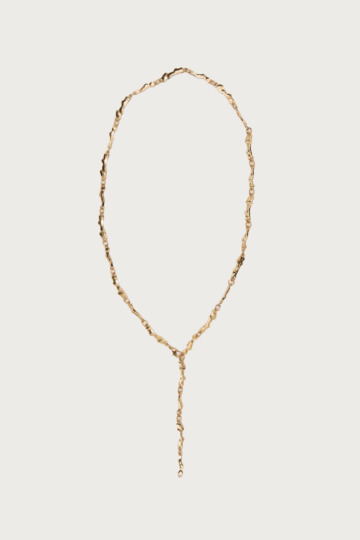 Textured Cascading Chain Necklace Gold Tone Metal 24 Inch Length