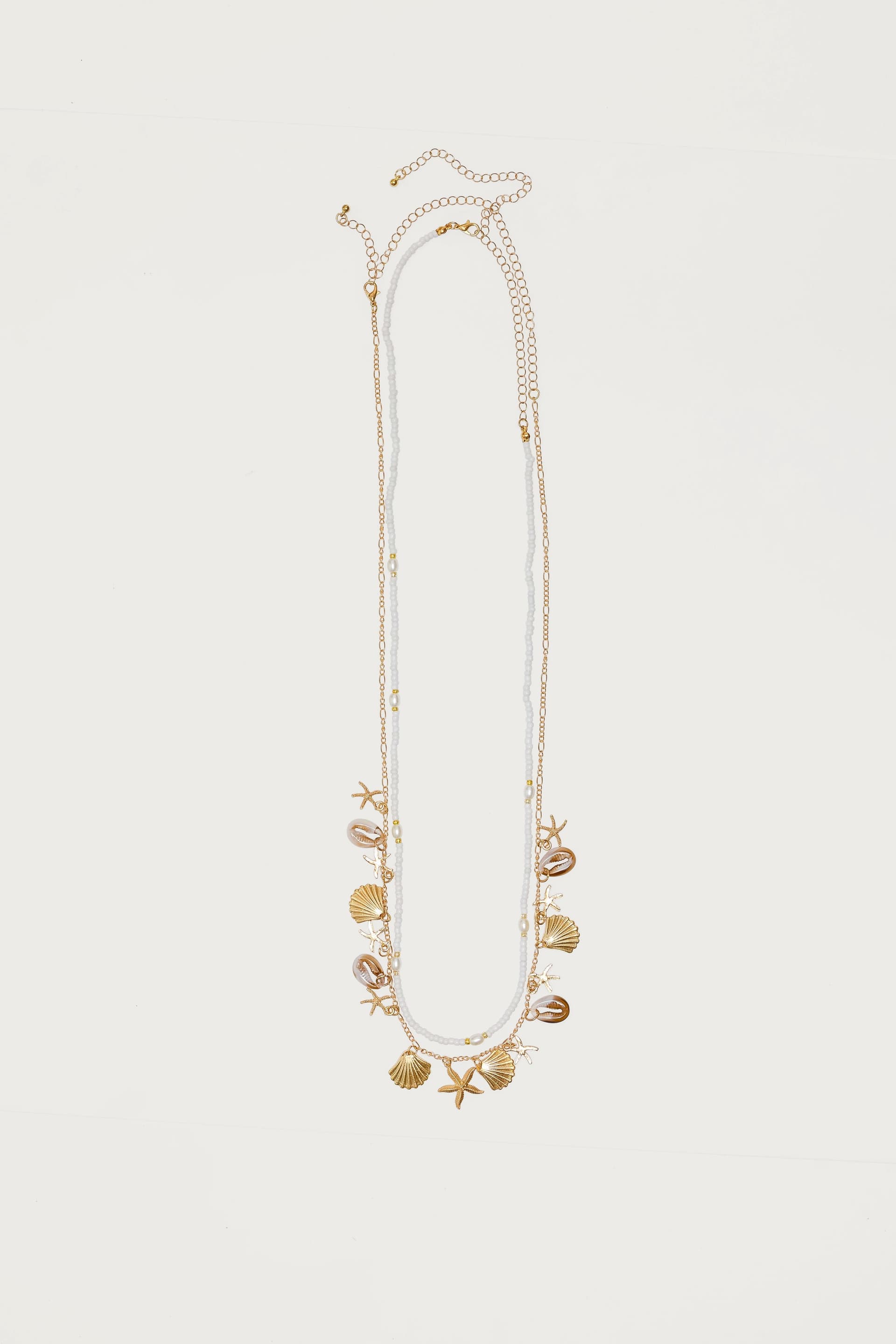 Bead & Coastal Charm Belly Chains Pack of 2 Gold Tone 27.5 Inch