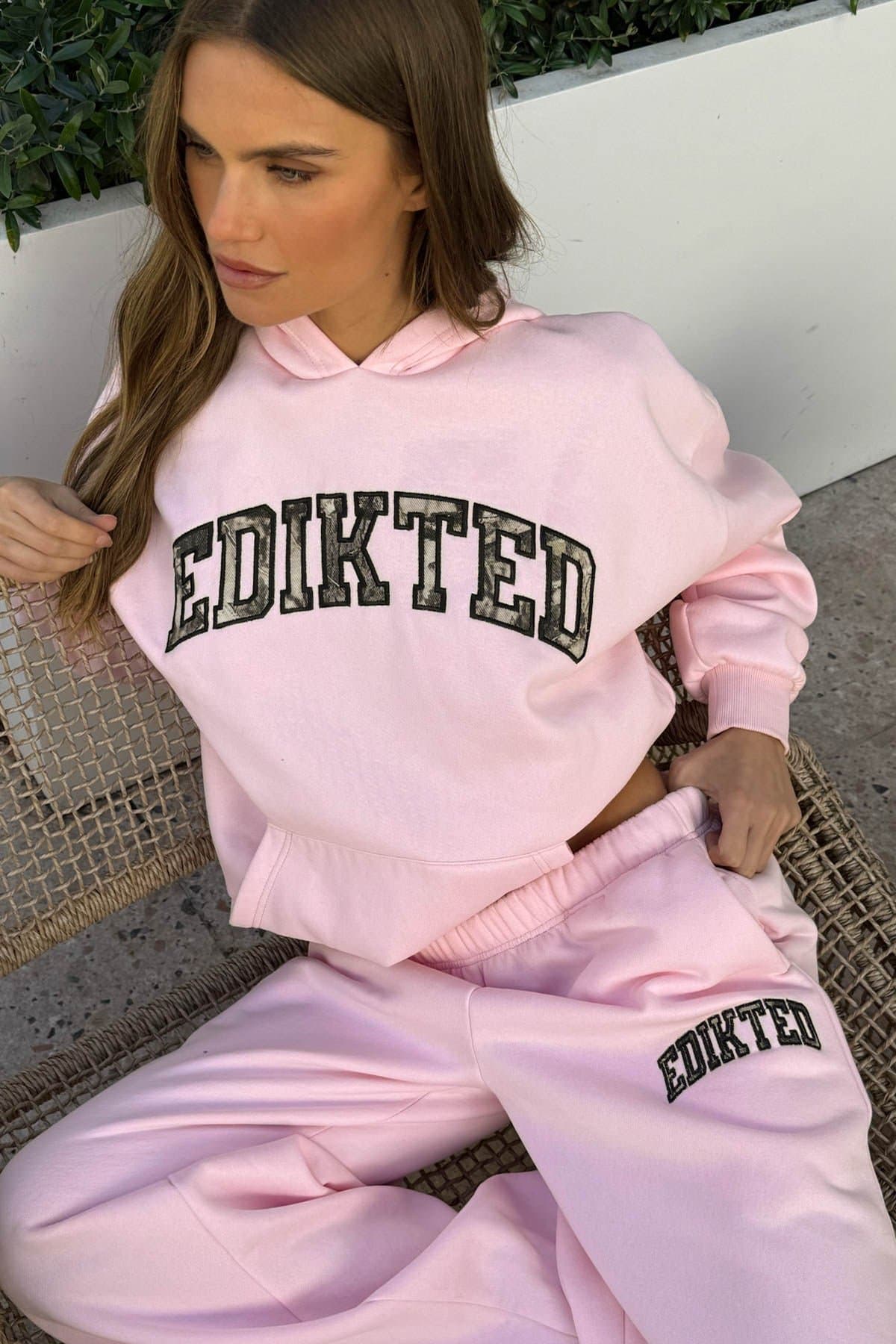 Camo Crush Edikted Oversized Hoodie - Camo Graphic Patch, Polyester Cotton