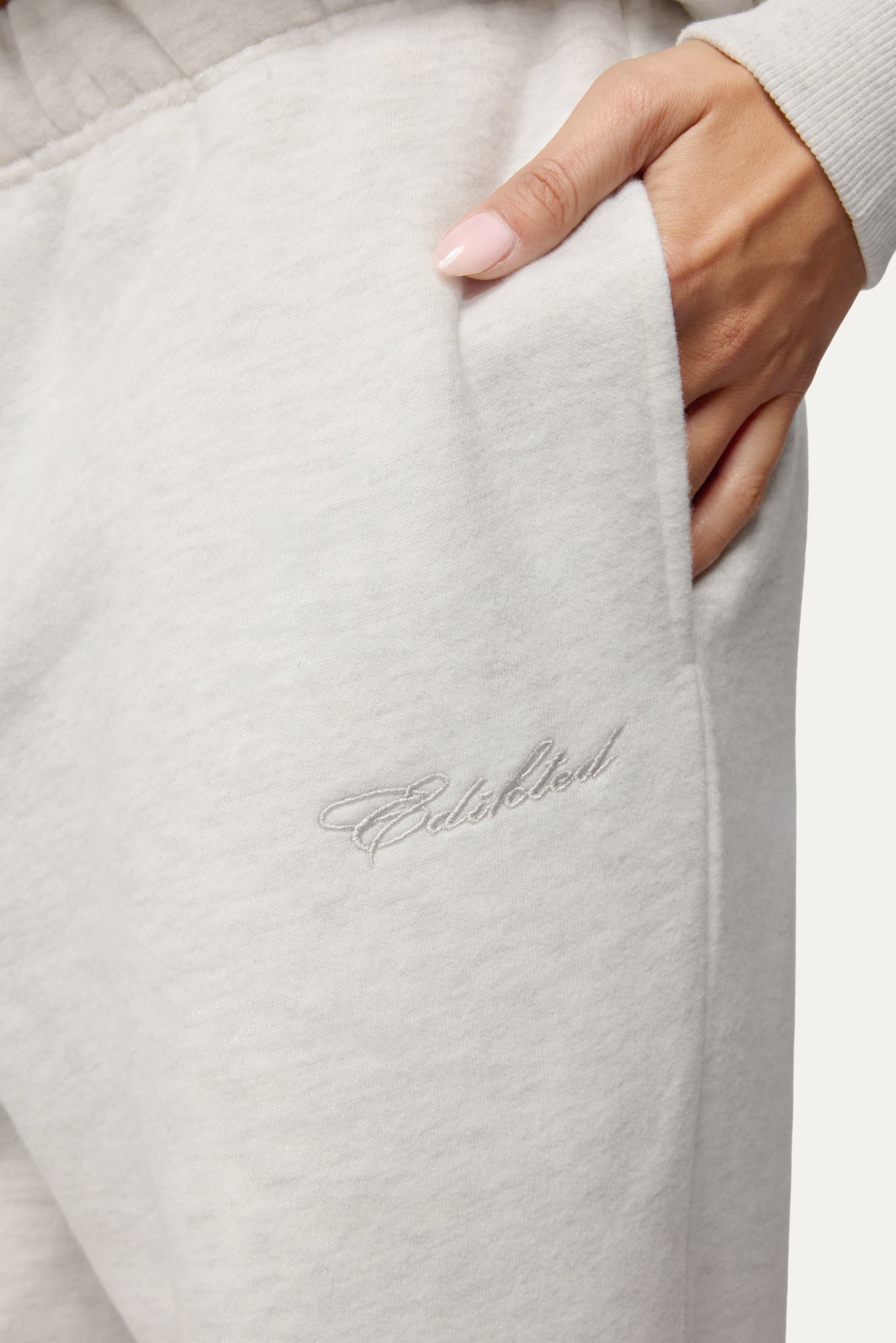 Basic Girl Wide Leg Edikted Sweatpants - Polyester Cotton Embroidered Text