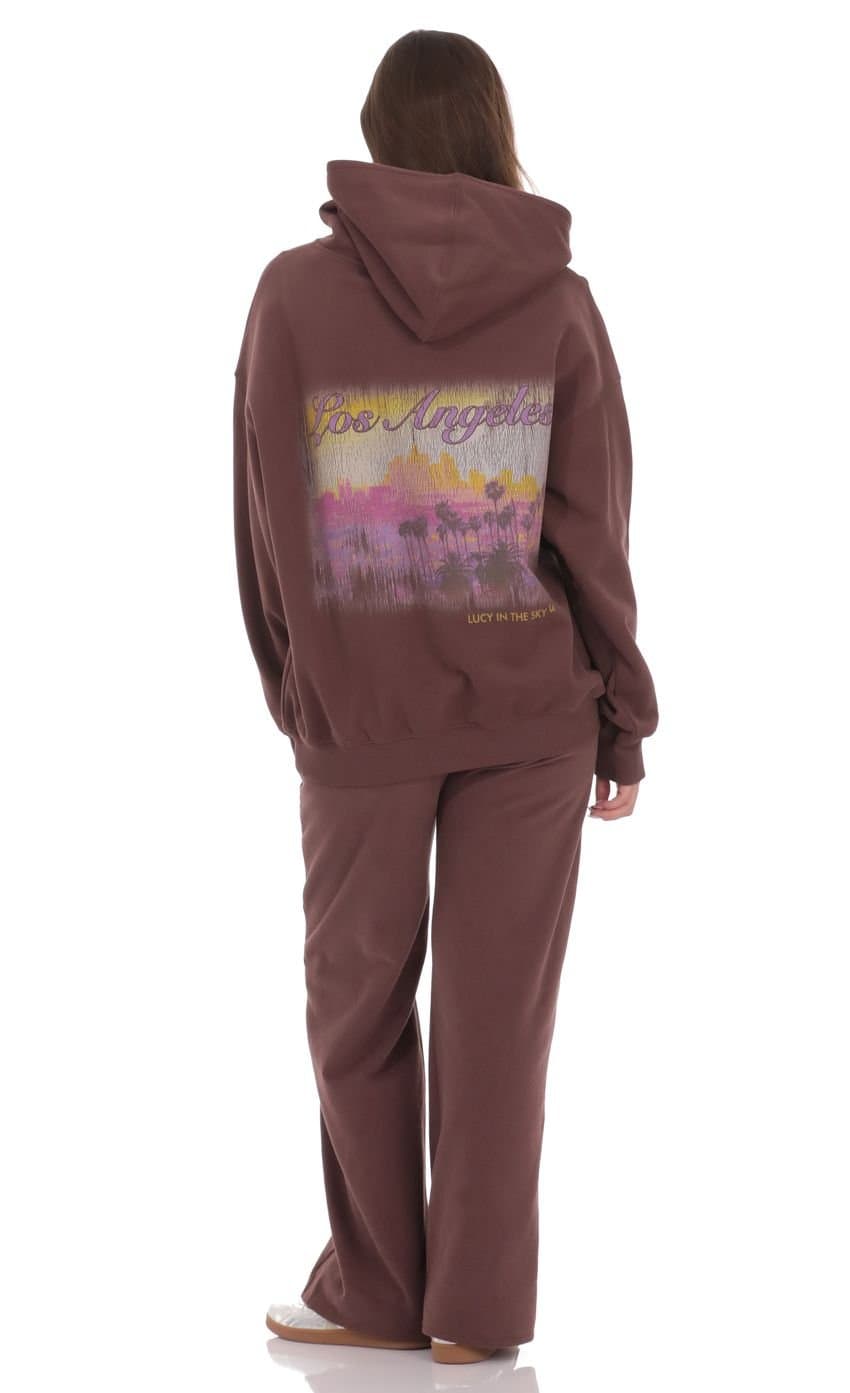 Los Angeles Fleece Hoodie in Brown