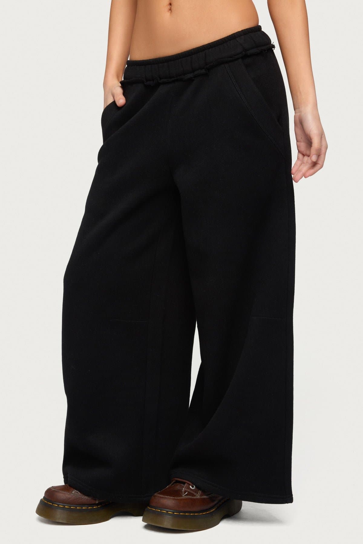Petite Kori Oversized Sweatpants - Polyester Cotton Raw Hem Elastic Waistband