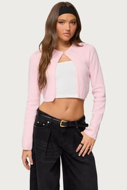 Jayne Split Front Knit Cardigan - 100% Cotton Frill Trim Button Closure