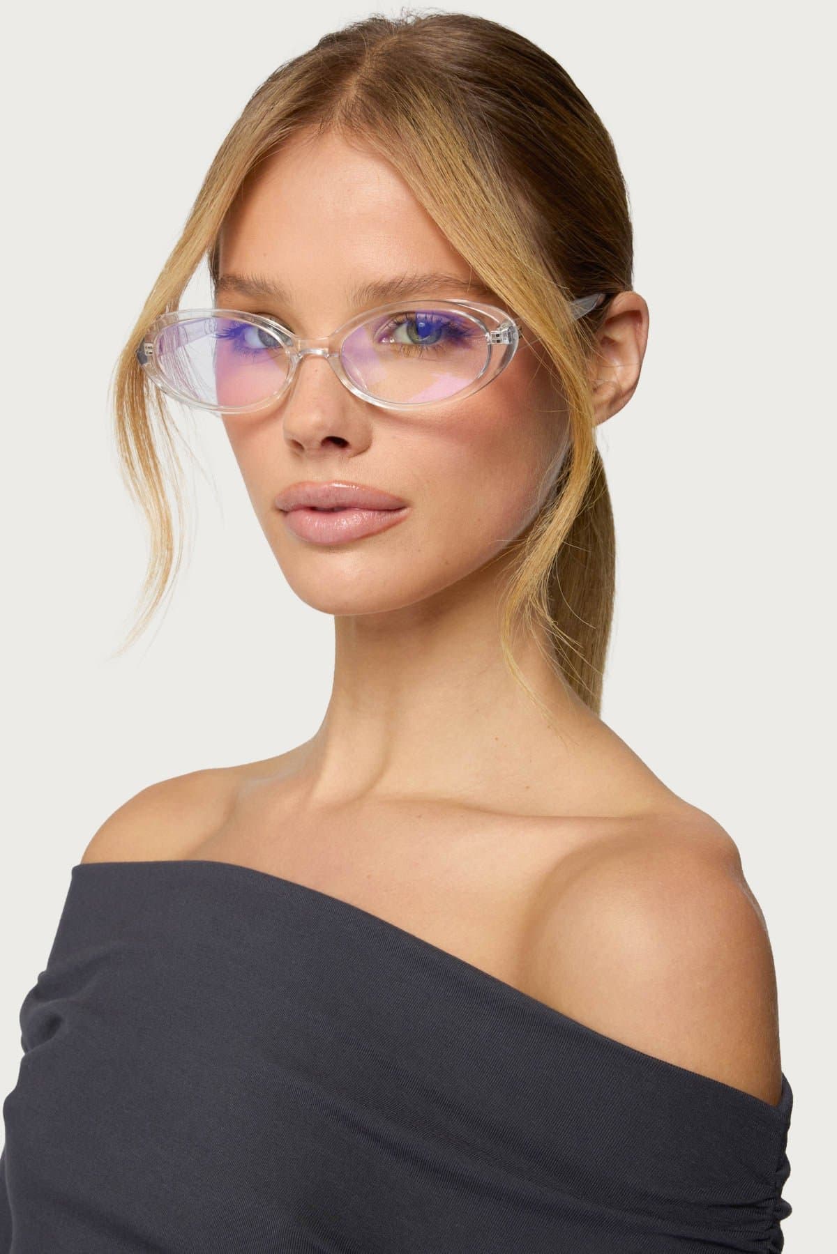 Lemmy Oval Polycarbonate Glasses - Frame Width 5.2in Lens Height 1.1in Arm 5.7in