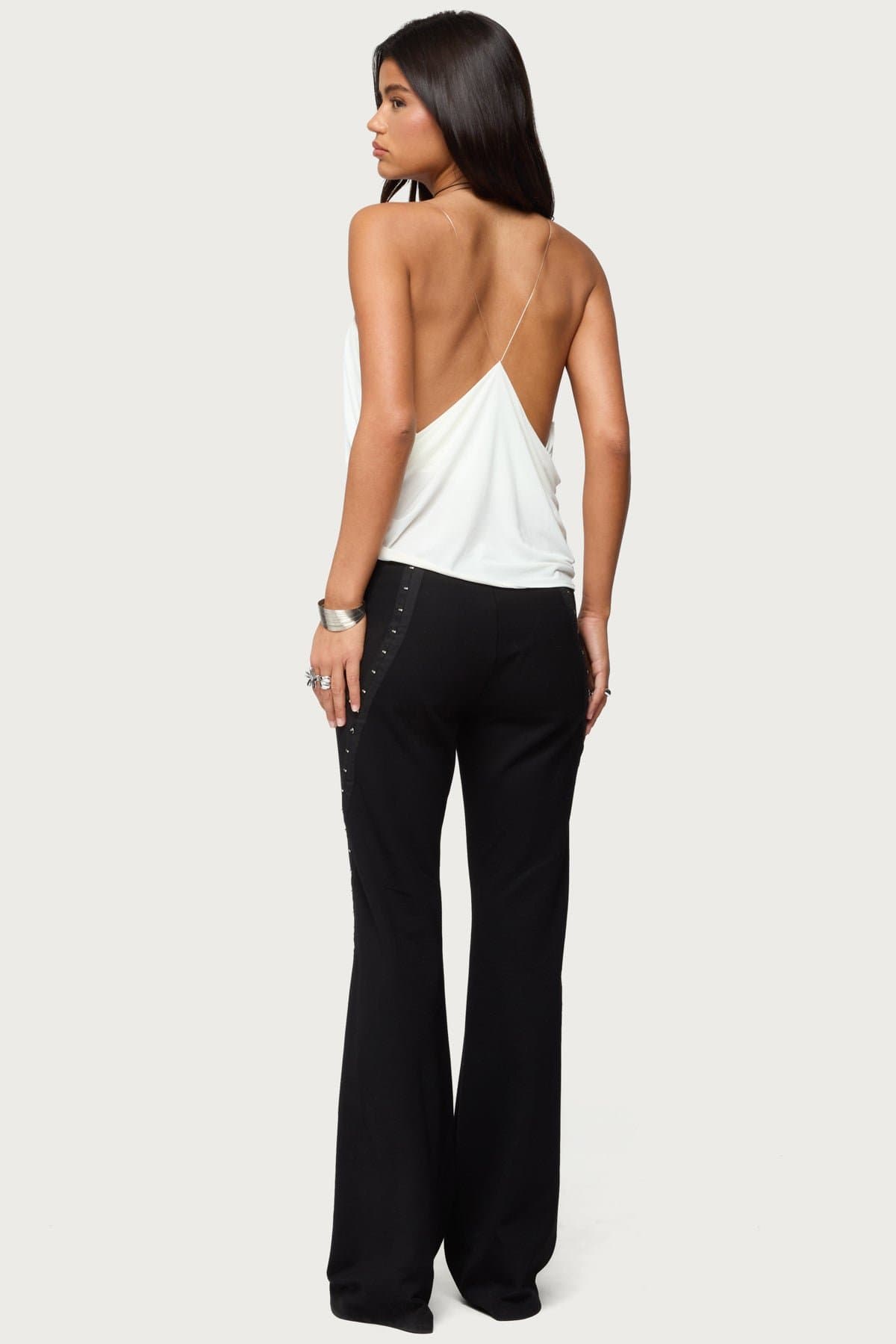 Ainsley Wrap Top V Neckline Transparent Straps Polyester Spandex