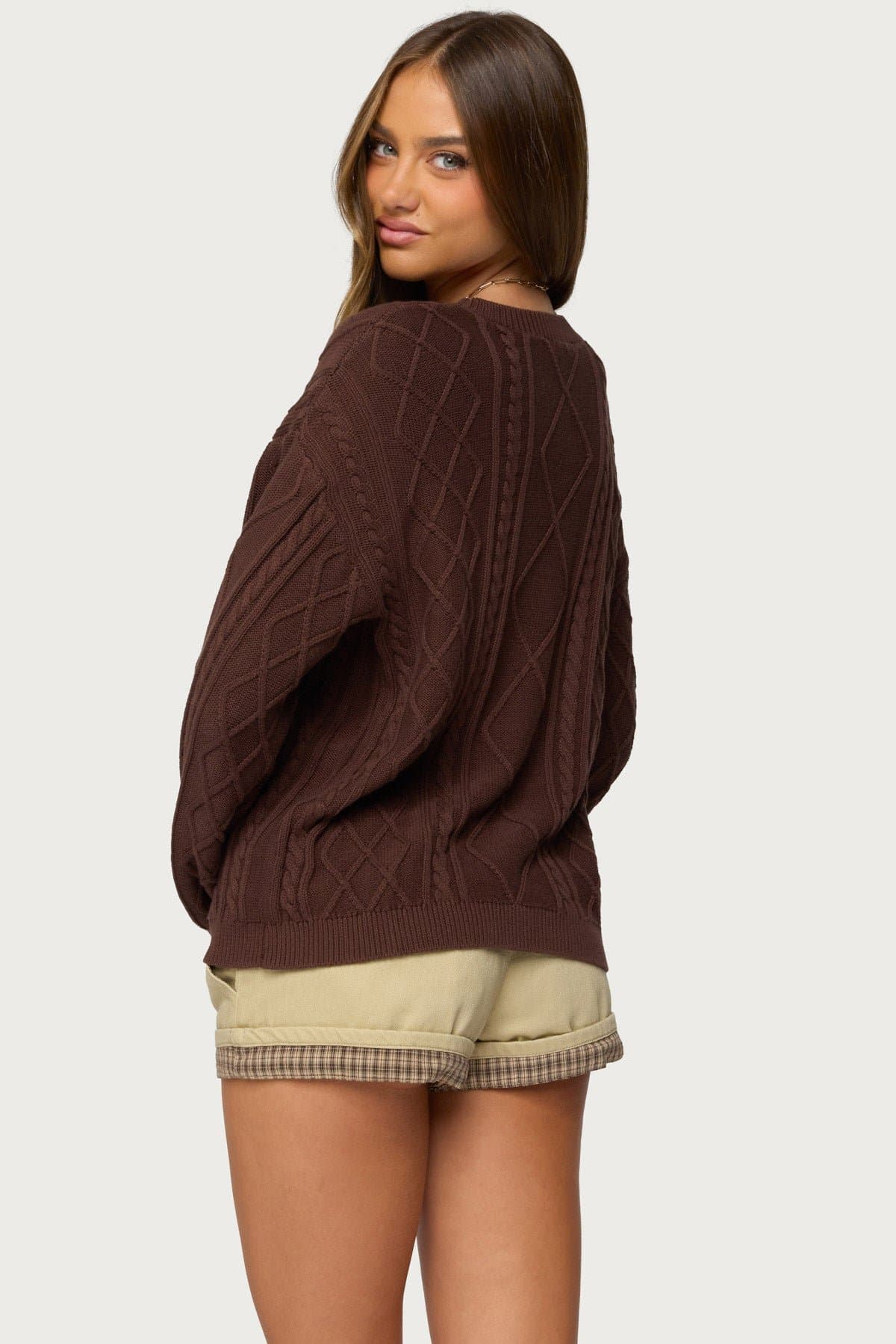 Jessy Cable Knit Oversized Sweater 100% Cotton