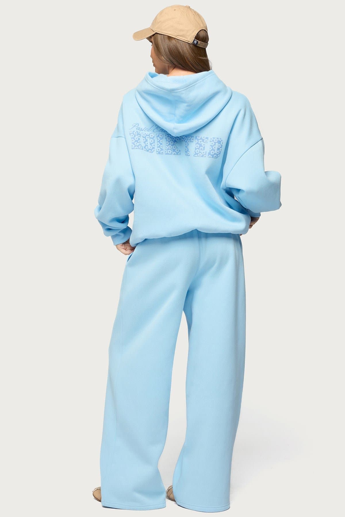 Pastel Edit Edikted Sweatpants - Straight Leg Polyester Cotton Flower Graphic Print