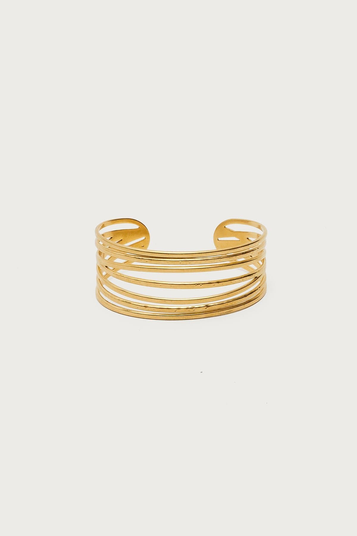 Multi Layered Bracelet Gold Tone Metal 2.2 Inch Length