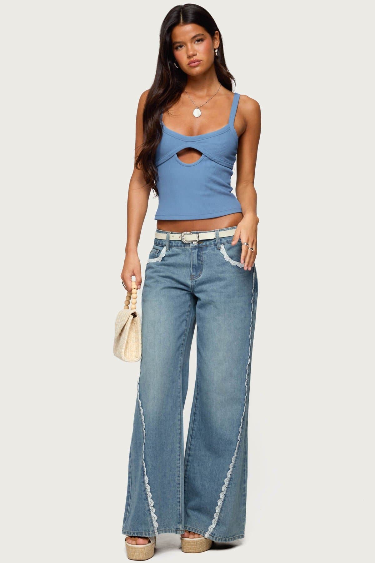 Karin Cut Out Ribbed Tank Top with Adjustable Straps