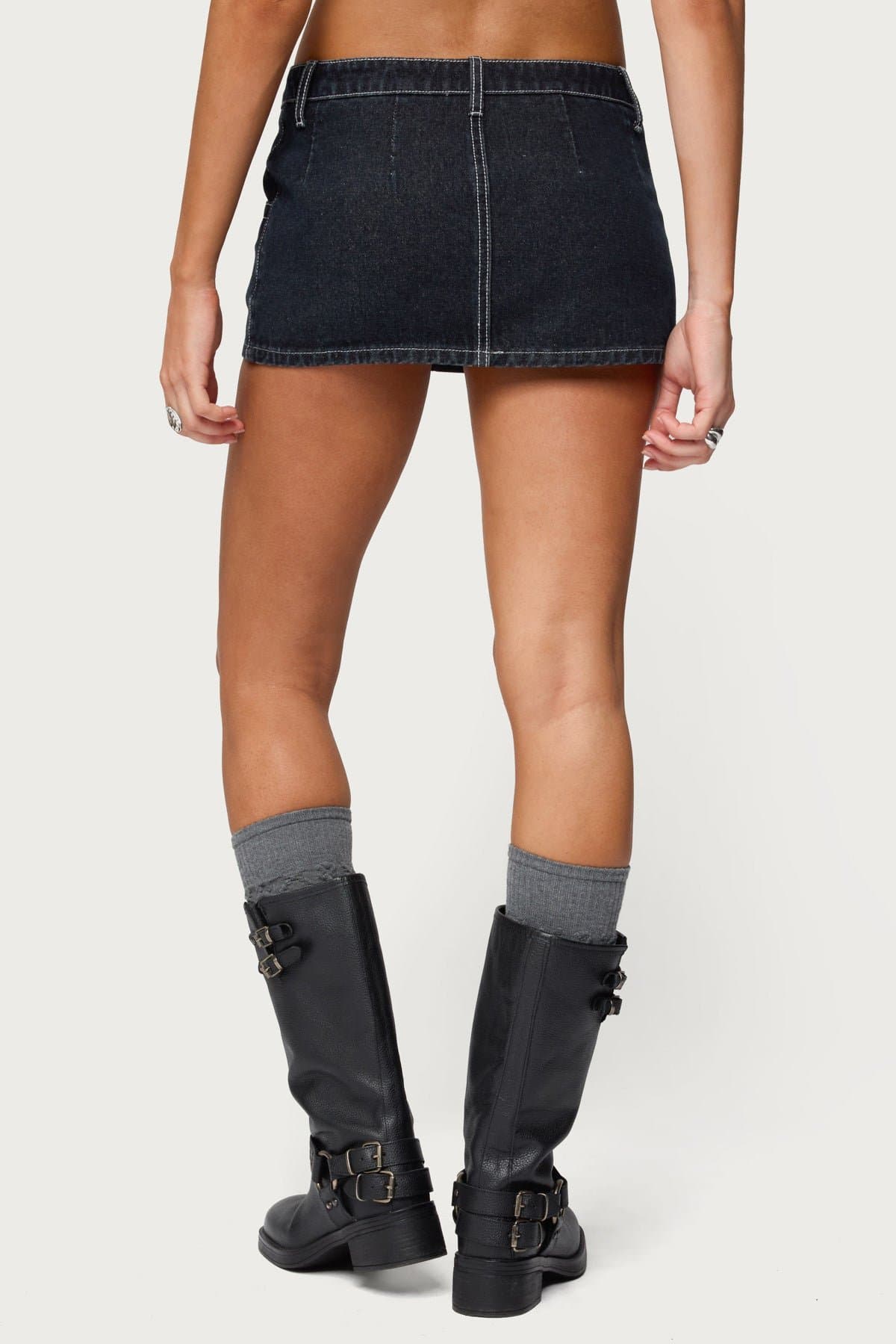 Jakari Contrast Stitch Denim Mini Skort 100% Cotton