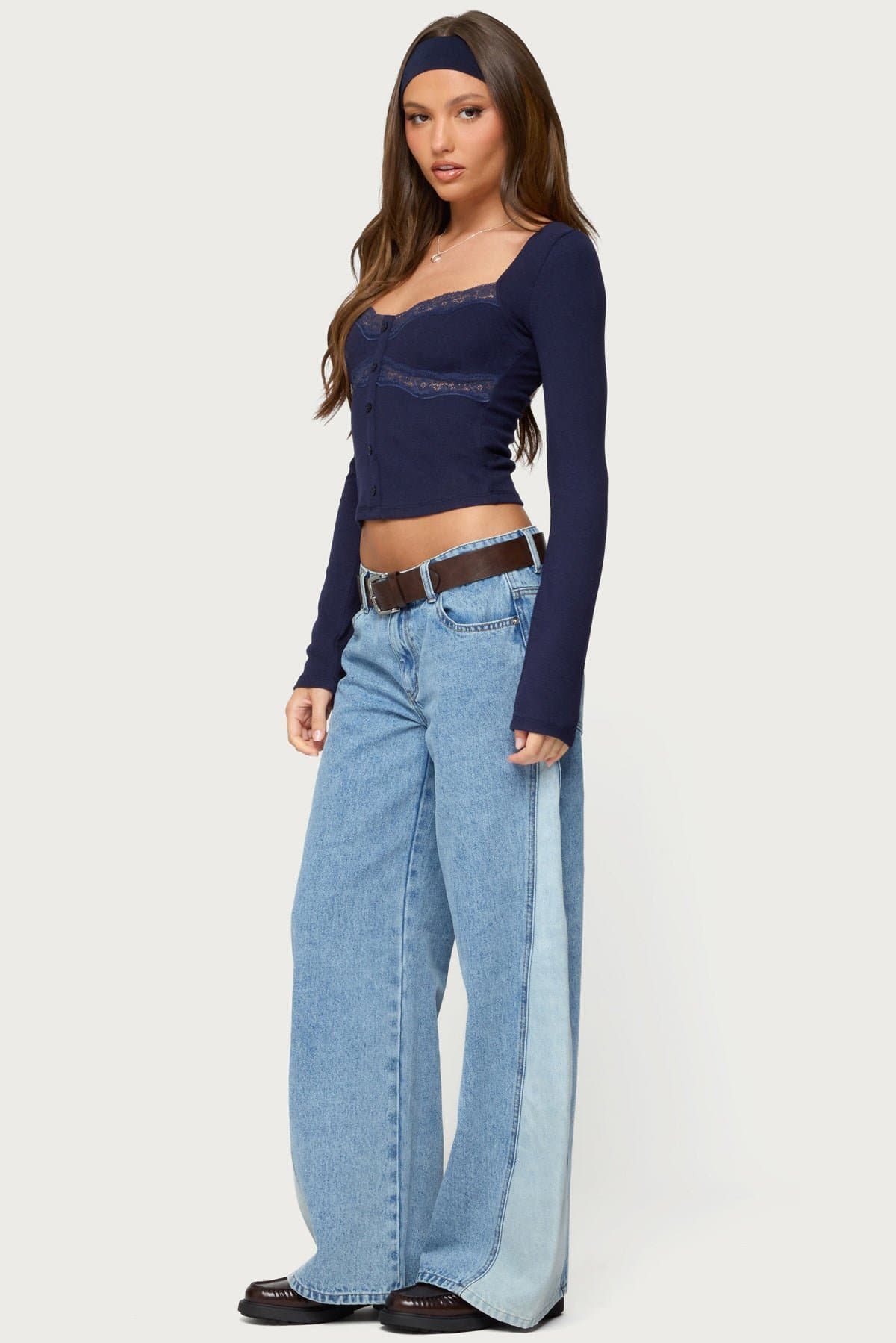 Kathi Lacey Long Sleeve Top - Cotton Rayon Spandex with Lace Trim