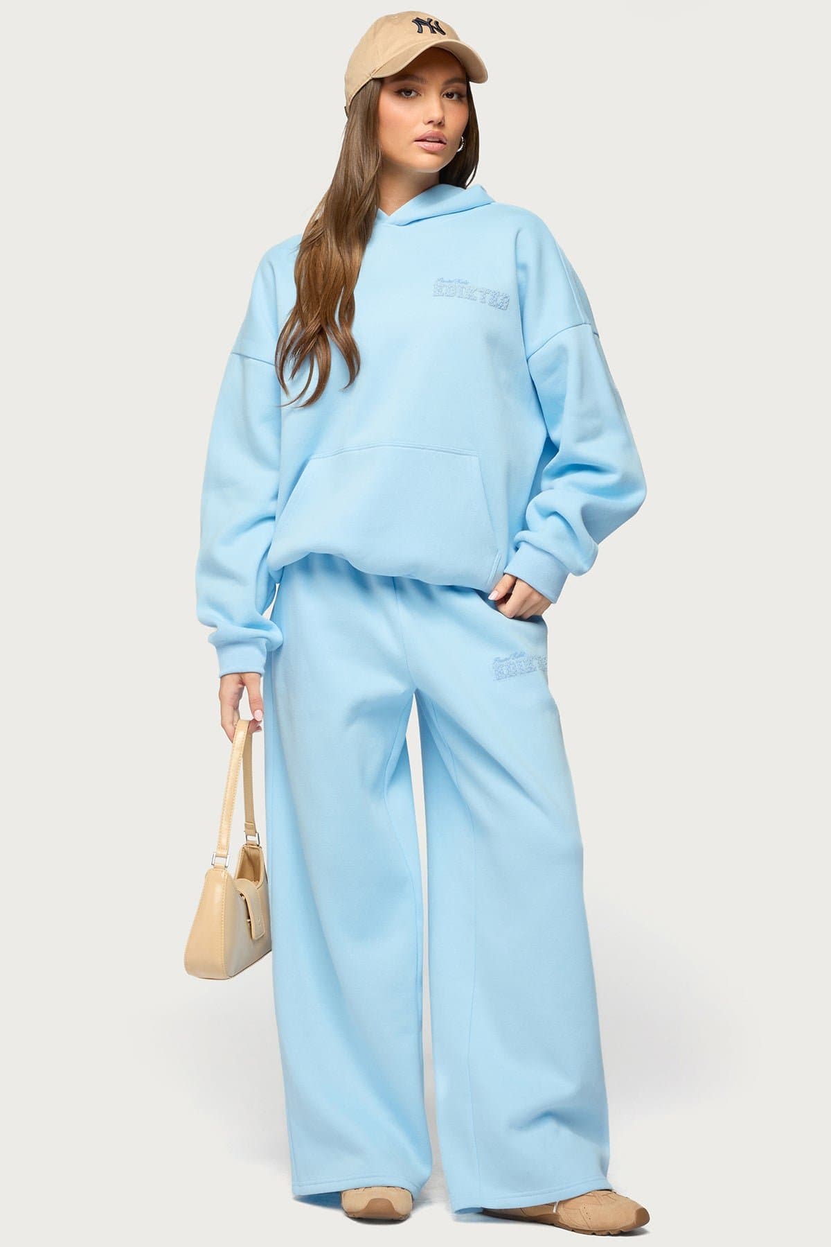 Pastel Edit Edikted Sweatpants - Straight Leg Polyester Cotton Flower Graphic Print