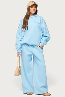 Pastel Edit Edikted Sweatpants - Straight Leg Polyester Cotton Flower Graphic Print