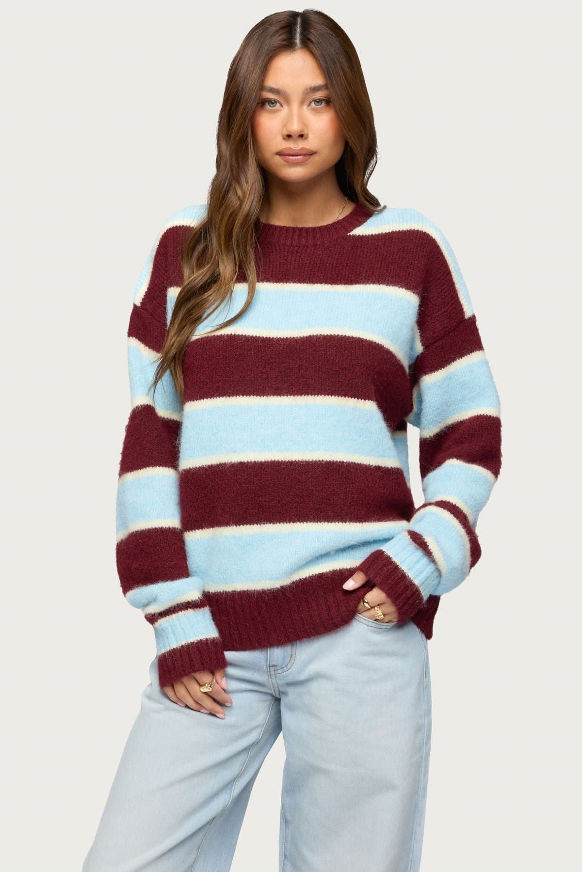 Conrad Striped Oversized Sweater - Polyester Nylon Wool Spandex Knit